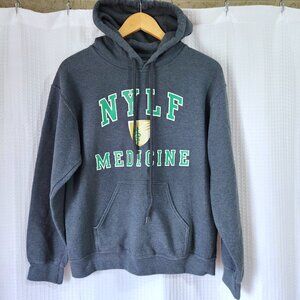 Unisex Hoodie Size Small Sweatshirt Pullover Grey Kangaroo Pocket NYLF Medicine